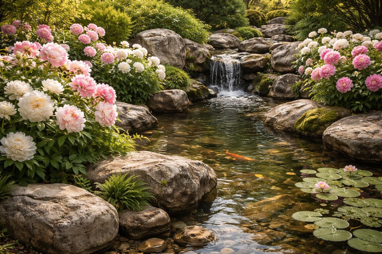 Comment intégrer des éléments aquatiques dans un jardin de roches et de pivoines