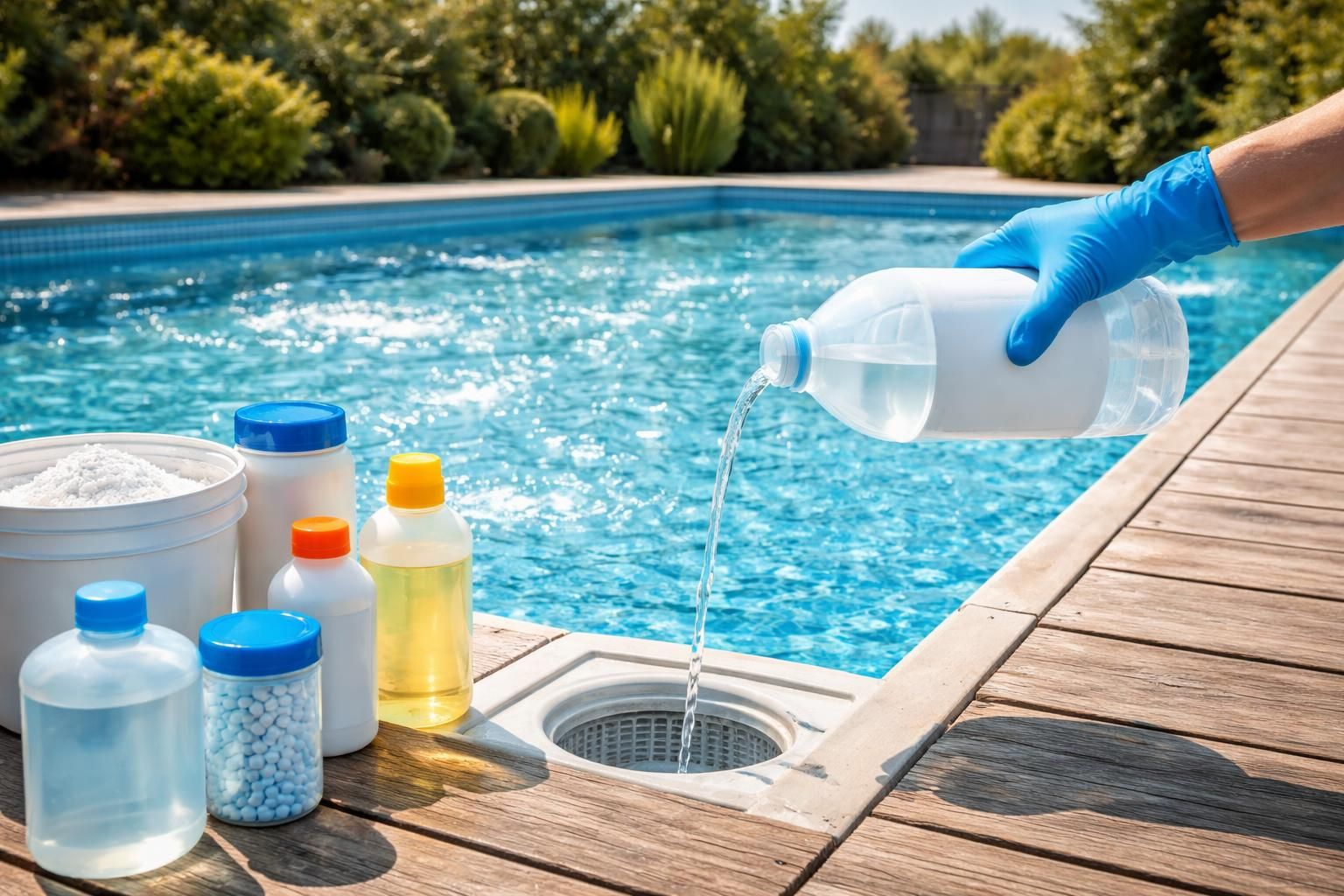 Quels produits utiliser pour traiter une eau de piscine saturée ?