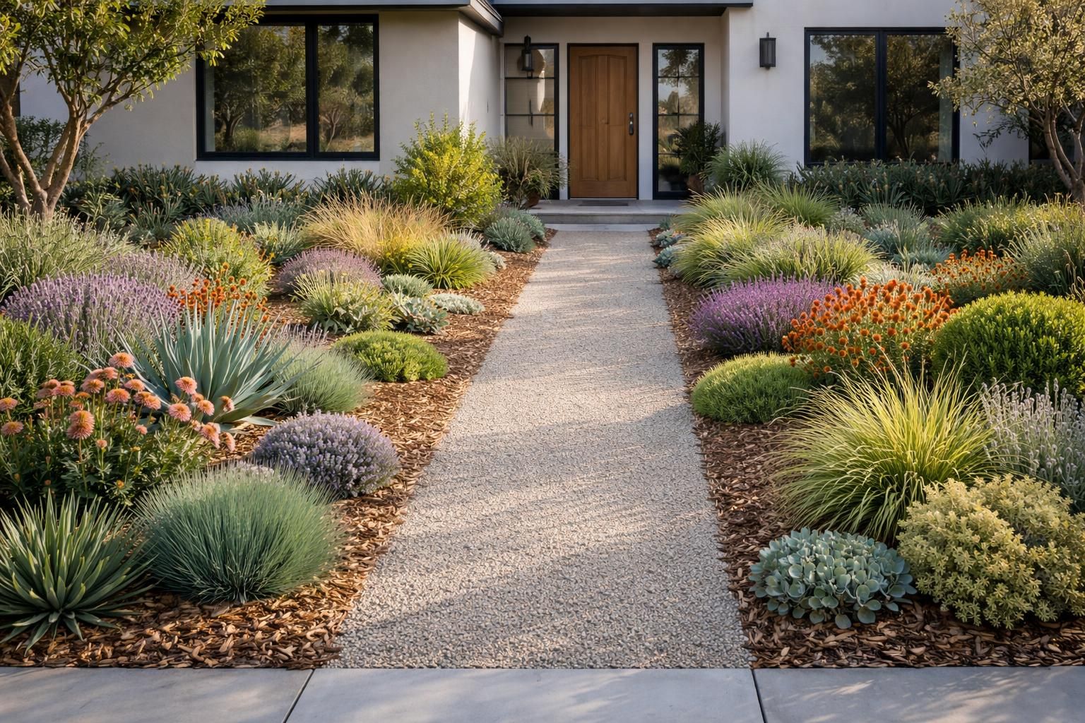 Aménagement devant la maison sans pelouse : comment intégrer des plantations alternatives