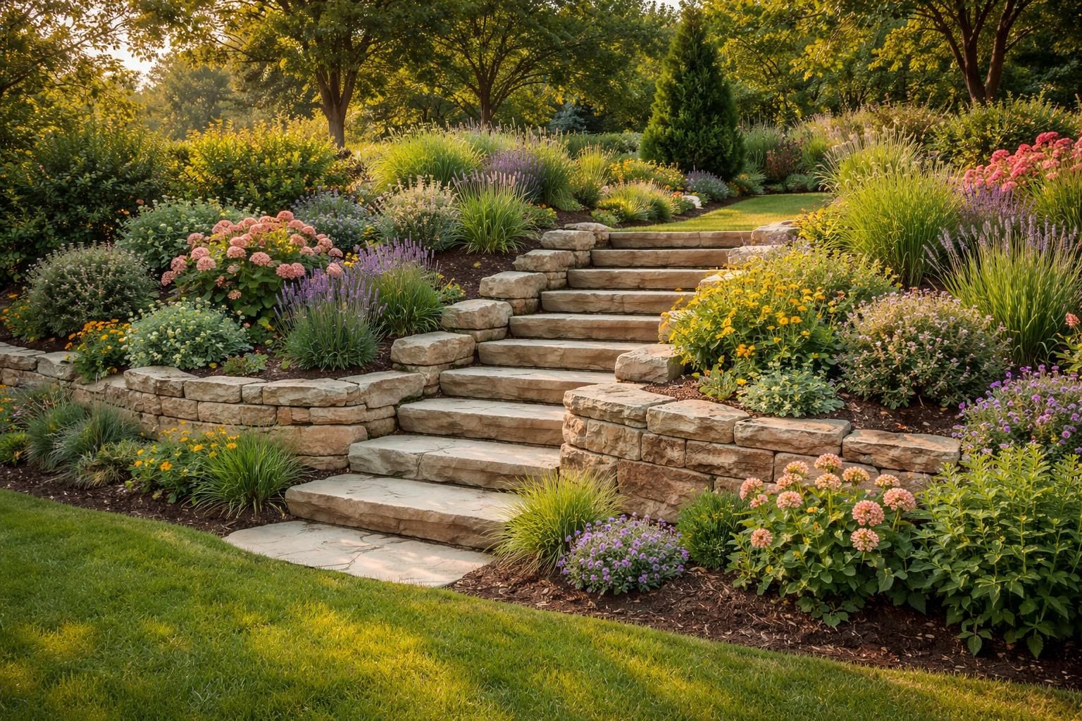 Comment un escalier dans talus du jardin améliore la fonctionnalité de votre extérieur