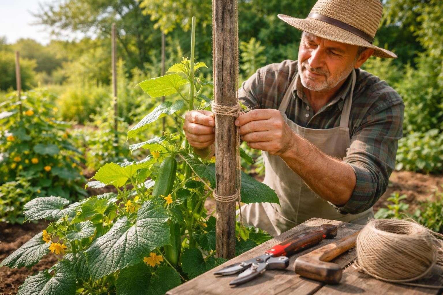Fabriquer un tuteur pour le concombre : conseils d&rsquo;experts pour un soutien optimal