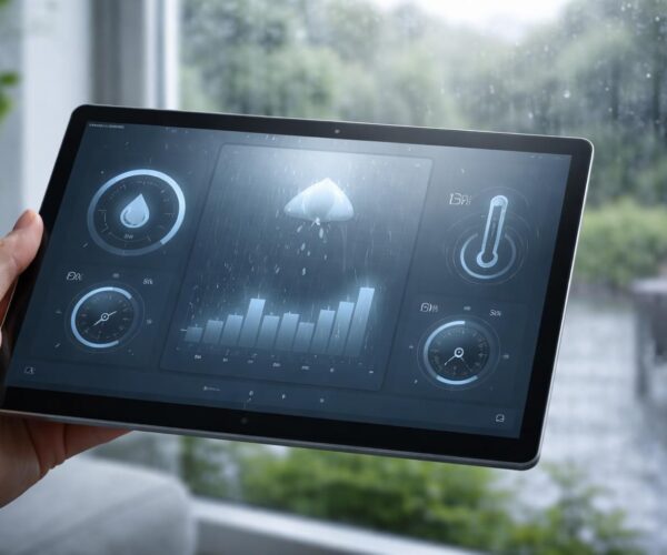 Météo pluie humidité : dashboard “extérieur” sur tablette tactile Microsoft pour la domotique