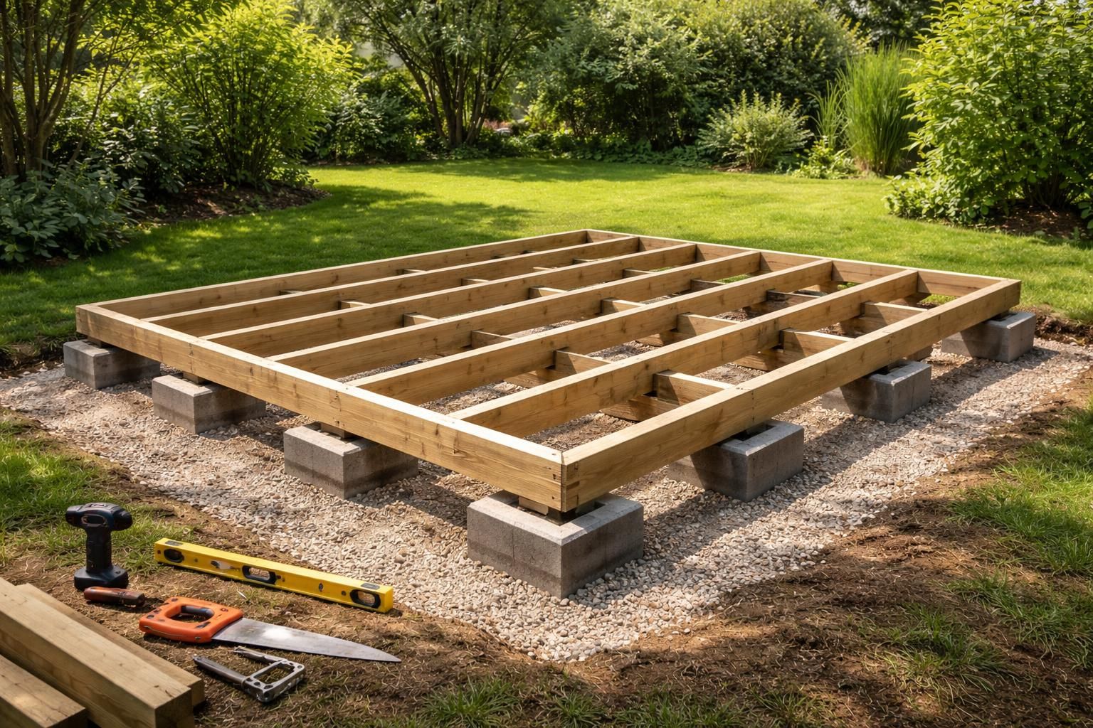 Trouvez la meilleure méthode pour plancher un abri de jardin sur parpaing