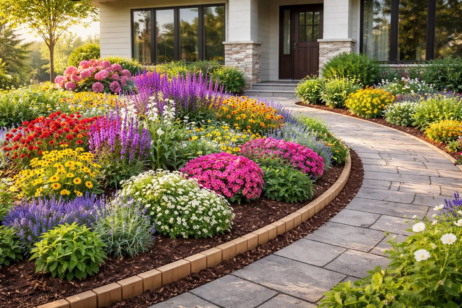 Un guide pour planifier un parterre de fleurs devant la maison
