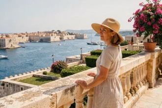 Femme admirant la vue panoramique sur le Grand Harbour depuis les jardins de Barrakka à Malte lors d'une escale croisière